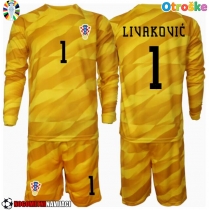 Otroške Nogometnih dresov Hrvaška Dominik Livakovic #1 Vratar Domači EP 2024 Dolgi rokavi (+ hlače)